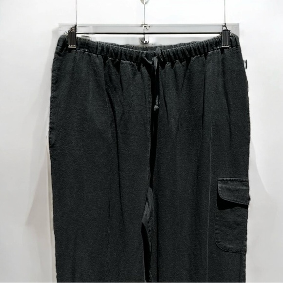🌻Coldwater Creek Black Linen Blend Wide Leg Patch Pocket Casual Pants Size M - Picture 2 of 7